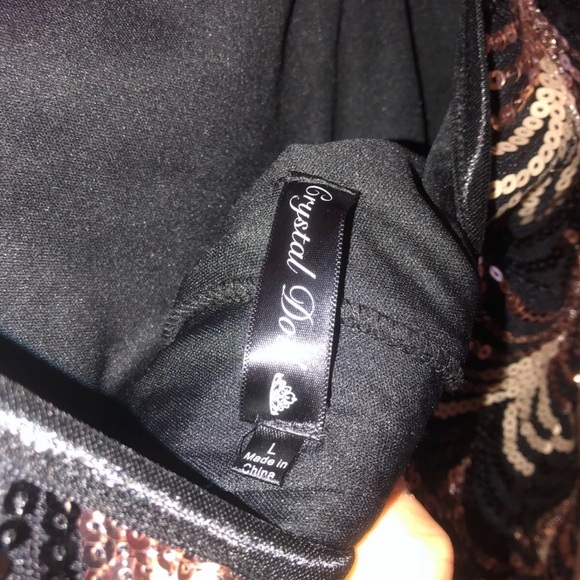 Crystal Doll Jr’s Size Large Mid Sleeve Sequin Short Cocktail Formal Prom Dress - Picture 3 of 3